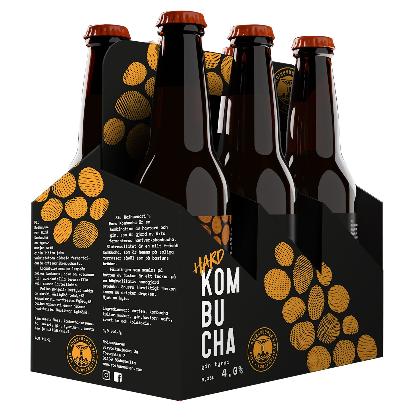 Roihuvuoren Hard Kombucha Gin Tyrni 4% - 6x 0,33L plo